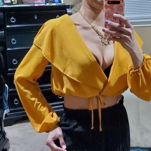 Mustard Long Sleeve Crop Top